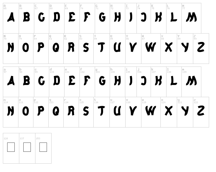 Jumping Running font map